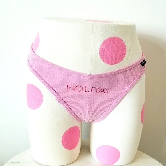 Victoria's Secret PINK Rhinestone Crystal Holiyay Ribbed Thong Panty NWT - Picture 4 of 12